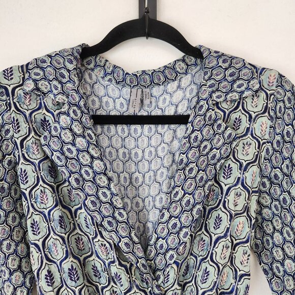 Blank London Anthropologie Seine Blue Motif Jumpsuit Flowy Women's Petite XS - Picture 7 of 12